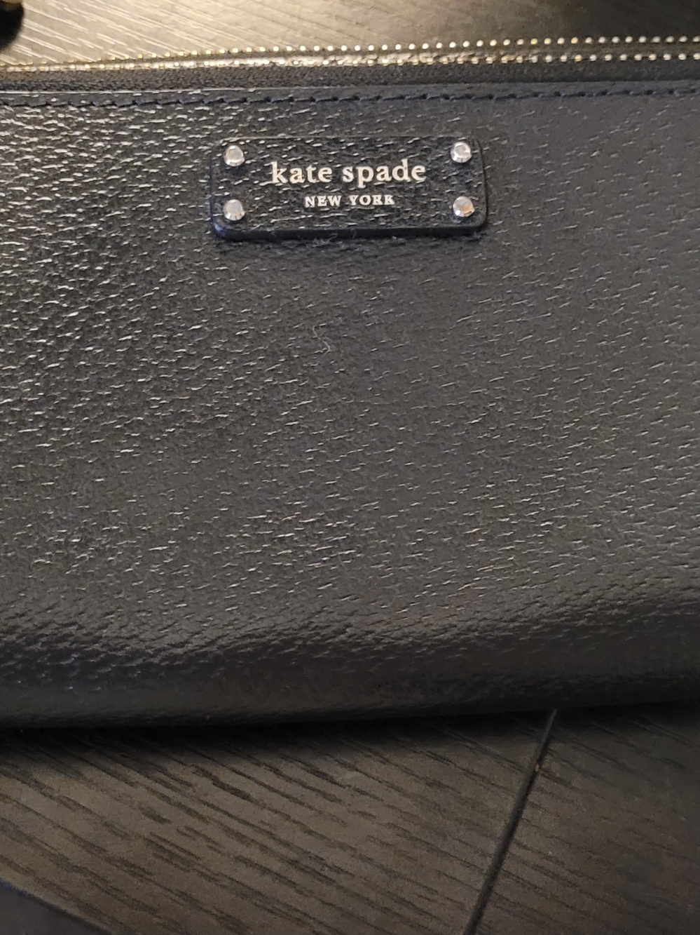 kate spade black textured leather wallet
